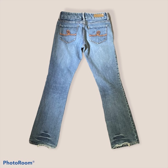 Seven7 Denim - Seven7 Regular Boot Cut Jeans Low-Rise Medium Wash with Gold Stitching